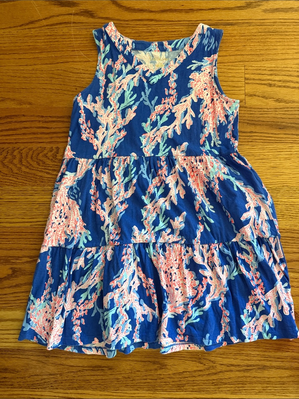 Lilly Pulitzer Blue Coral Print Tiered Tank Dress